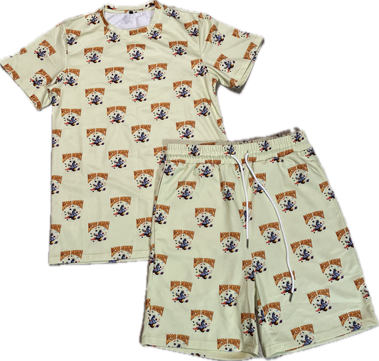 Cream Wi35 Mon3y Spaceman Short Set